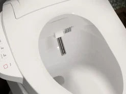 Elongated bidet toilet seat with remote control
