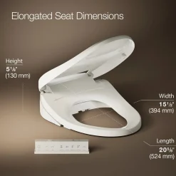 Elongated bidet toilet seat with remote control