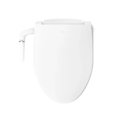 Elongated manual bidet toilet seat