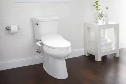 Elongated manual bidet toilet seat