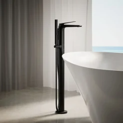 Floor-mount bath filler trim