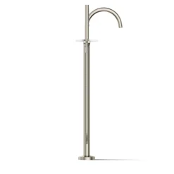 Floor-mount bath filler trim with lever handles and handshower