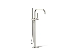 Floor-mount bath filler trim with handshower