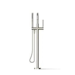 Floor-mount bath filler trim with handshower
