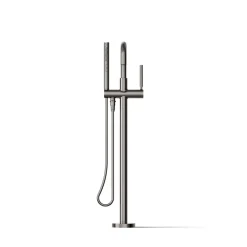 Floor-mount bath filler trim with handshower