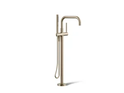 Floor-mount bath filler trim with handshower