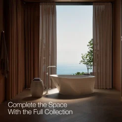 Floor-mount bath filler trim with handshower