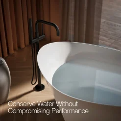 Floor-mount bath filler trim with handshower