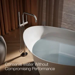 Floor-mount bath filler trim with handshower
