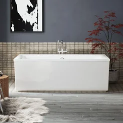 Floor-mount bath filler trim with handshower