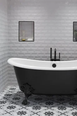 Floor-mount bath filler trim with handshower