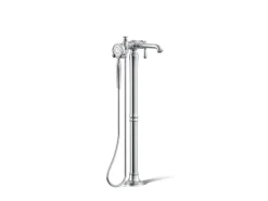 Floor-mount bath filler trim with handshower
