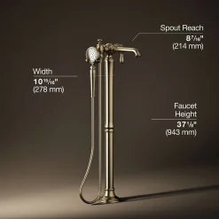 Floor-mount bath filler trim with handshower