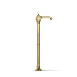 Floor-mount bath filler trim with handshower