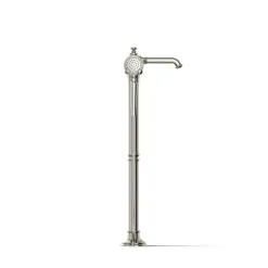 Floor-mount bath filler trim with handshower