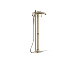 Floor-mount bath filler trim with handshower