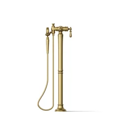 Floor-mount bath filler trim with handshower