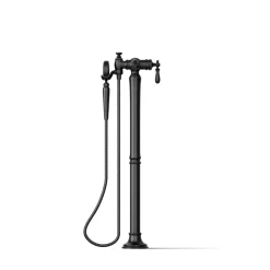 Floor-mount bath filler trim with handshower