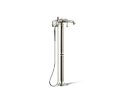Floor-mount bath filler trim with handshower