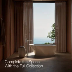Floor-mount bath filler trim with handshower