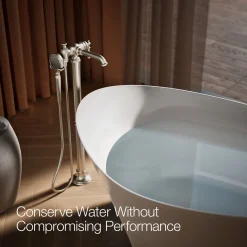 Floor-mount bath filler trim with handshower