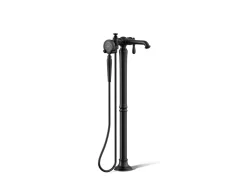 Floor-mount bath filler trim with handshower