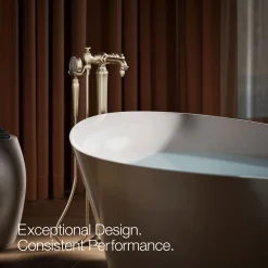 Floor-mount bath filler trim with handshower