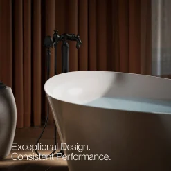 Floor-mount bath filler trim with handshower