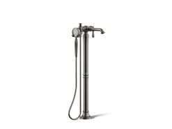 Floor-mount bath filler trim with handshower