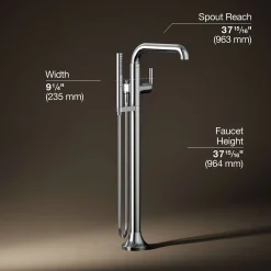Floor-mount bath filler trim with handshower