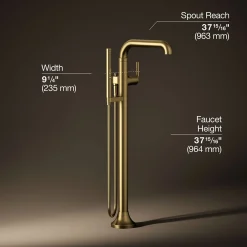 Floor-mount bath filler trim with handshower