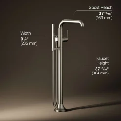 Floor-mount bath filler trim with handshower