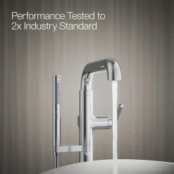 Floor-mount bath filler trim with handshower