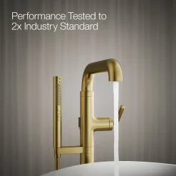 Floor-mount bath filler trim with handshower