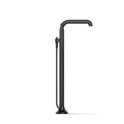 Floor-mount bath filler trim with handshower
