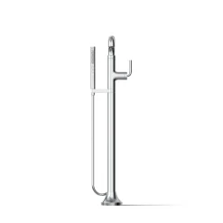 Floor-mount bath filler trim with handshower