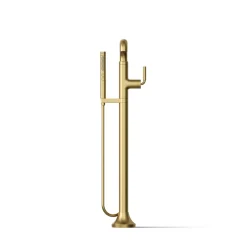 Floor-mount bath filler trim with handshower