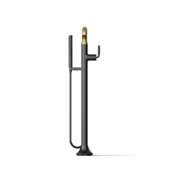 Floor-mount bath filler trim with handshower