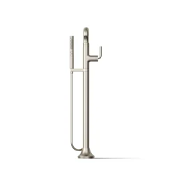 Floor-mount bath filler trim with handshower