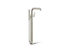 Floor-mount bath filler trim with handshower