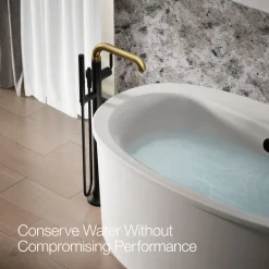 Floor-mount bath filler trim with handshower