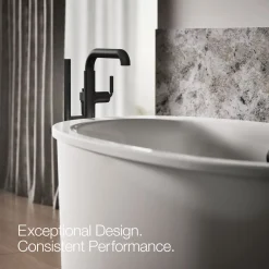 Floor-mount bath filler trim with handshower