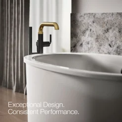Floor-mount bath filler trim with handshower