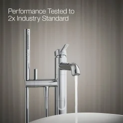Floor-mount bath filler trim with handshower