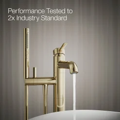 Floor-mount bath filler trim with handshower