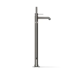 Floor-mount bath filler trim with handshower