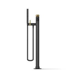 Floor-mount bath filler trim with handshower