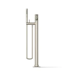 Floor-mount bath filler trim with handshower
