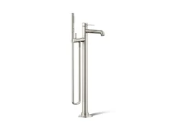 Floor-mount bath filler trim with handshower