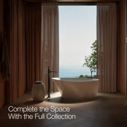 Floor-mount bath filler trim with handshower